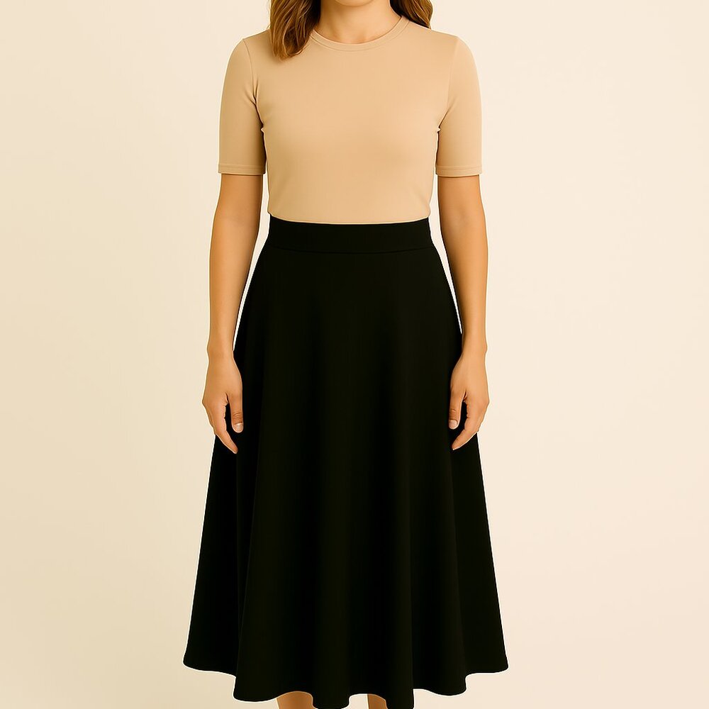 Susan Lawrence Size Small stretch Black Pull on Skirt Career Travel